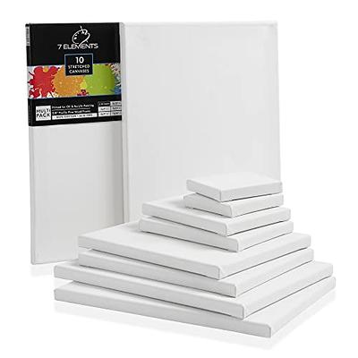 7 Elements (10 Pack) Stretched Canvas for Painting - 100% Cotton