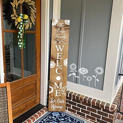 Vertical Stencils for Painting on Wood Signs, Welcome Home Sign Stencil,  Floral Stencil, Reusable Stencil, Furniture Painting Stencils 