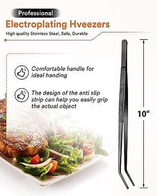 Kitchen Tweezers Stainless Steel Food Tongs Straight Serrated Tips