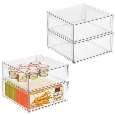 Mdesign Stacking Plastic Storage Kitchen Bin With Pull-Out Drawer