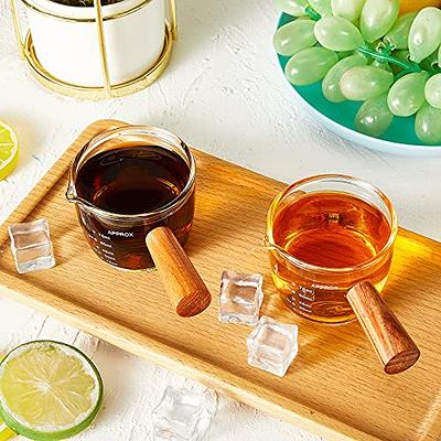 Espresso Shot Glass With Wood Handle - Double Spouts & Clear Scale