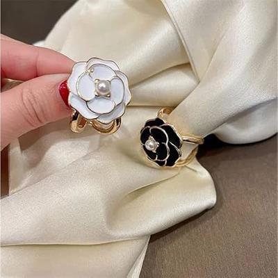 3 Style Women Shawl Ring Clip Scarves Fastener Camellia Pearl Silk Scarf  Buckle Brooch Wedding Fashion