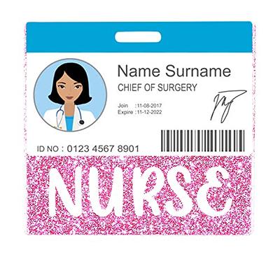 2 Pcs RN Badge Buddy RN Nurse Glitter Badge Acrylic Registered Nurse ID Badge Vertical Horizontal Badge Holder with 2 Pcs Nursing Badge Reel Badge