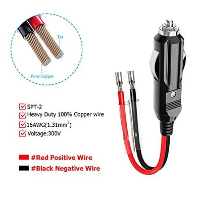12V Cigarette Lighter Plug with Leads - Car Replacement Adapter Accessories  Cigar Plugs Power Supply Cigarette Lighter Cord Auto Cable With LED Lights
