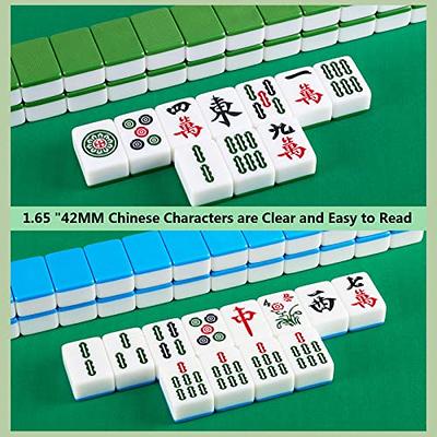 YINIUREN Chinese Mahjong Game Set 1.6-inch Mahjong Tile Set 144 Melamine Jade Mahjong Set