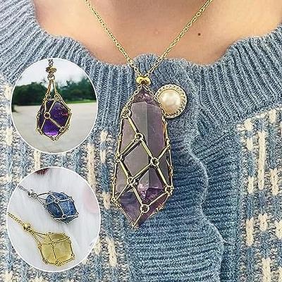 Bbzmnn Crystal Stone Holder Necklace, Adjustable Crystal Cage Necklace  Holder Necklace, Handmade Crystal Holder Necklace, Quartz Gemstone Jewelry  for Women Men (Color : Silver G) - Yahoo Shopping