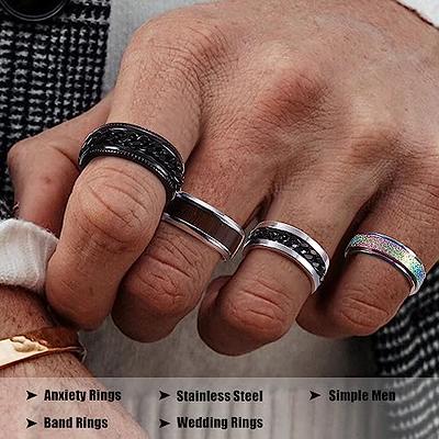 9Pcs Men's Stainless Steel Ring Set Silver Vintage Band Rings for Men