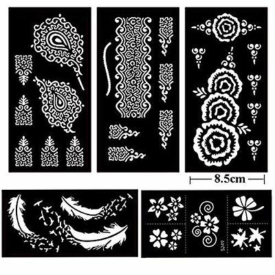 Xmasir 16 Sheets Indian Arabian Henna Tattoo Stencil Set Temporary Tattoo  Temples Kit,Stencils for Henna New Designs