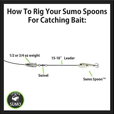 Sumo Spoon – Catfishing Bait Spoon for Skipjack, White Bass, Striped Bass  and Other Baitfish, 1 5/8 (1 5/8, 1-Prong, Chartreuse) - Yahoo Shopping