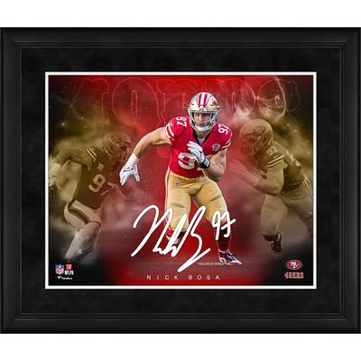 Autographed San Francisco 49ers Nick Bosa Fanatics Authentic 11 x 14  Spotlight Scarlet Jersey Photograph