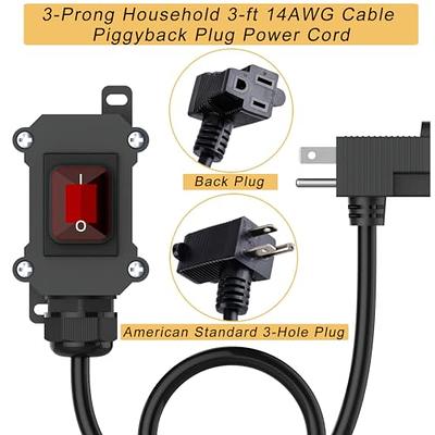 On Off Switch Extension Cord, Portable Waterproof 2 Prong