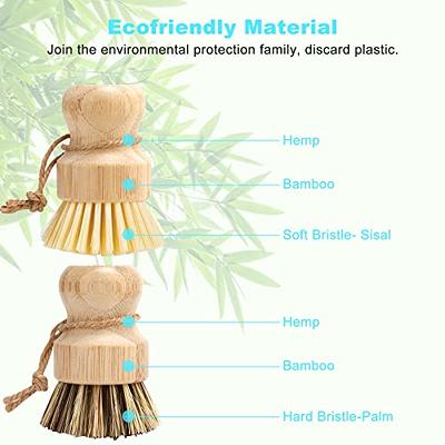 Natural Bamboo Dish Scrub Brush 4 Piece Set