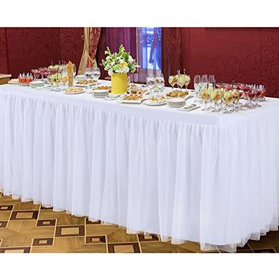 Black Tulle Tutu Table Skirts for Rectangle or Round Tables 6ft Black Table Cloth with LED for Birthday Party Banquet Wedding