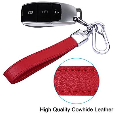QBUC Genuine Leather Car Keychain,Universal Heavy Duty Metal Key Chain Accessories,Car Fob Key Keychain Holder with 360 Degree Rotatable Snap Swivel