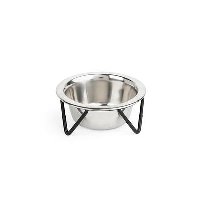 Frisco Marble Print Stainless Steel Double Elevated Dog Bowl, 3 Cups, Black Stand