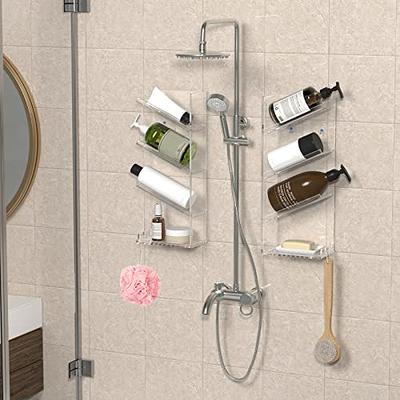 Acrylic Shower Caddy Shelves, Clear Slanted Shampoo Holder, Wall