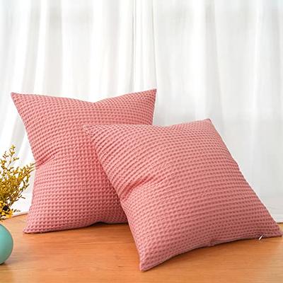 Clara Clark Plush Solid Decorative Microfiber Square Throw Pillow Cover  with Throw Pillow Insert for Couch, Hot Pink, 20x20, 4 Piece Decorative