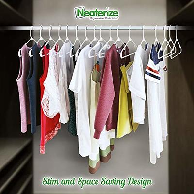 NEATERIZE Velvet Hangers 100 Pack White - Heavy Duty Velvet Clothes Hangers - Non Slip Felt Coat and Suit Hangers for Closet - Lightweight