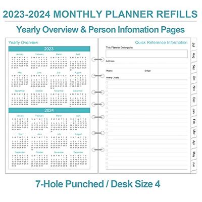 2023-2024 Planner Refills - 2023-2024 Weekly & Monthly Planner Refill, July 2023-June 2024, 7-Hole Punched, Desk Size 4, 5.8 x 8.3, Ocean