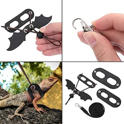  Pawaboo Adjustable Bearded Dragon Harness and Leash, 3 Size  Leather Reptile Leash Outdoor Harness Leash with Bat Wings for Lizard  Reptiles Amphibians Small Pet, Small/Medium/Large, Black+Gold : Pet Supplies