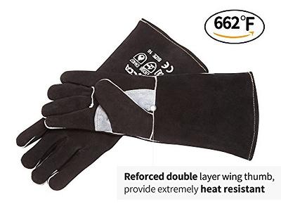 RAPICCA Welding Gloves Fire Heat Resistant: Black 14IN - Fireproof Leather  For Stick Mig Flux-Core Welder Forge Blacksmith Fireplace Wood Stove Fire  Pit Furnace Handling Dry ice - One Size 662℉ - Yahoo Shopping