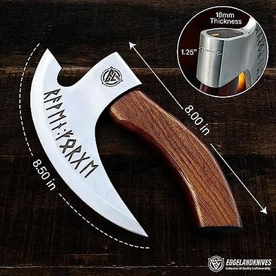 2023 Brand New Solid Creative Wooden Handle Kitchen Tools Small Viking Axe  With Sheath Multi Purpose Stainless Steel Anti Pizza Knife Hot 20%off