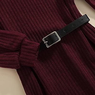 Solid Rib Knit Dress Without Belt