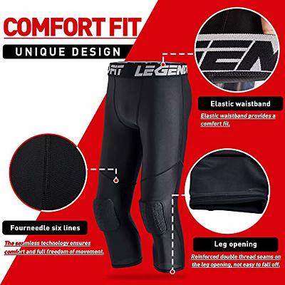 Men's Basketball Sports Tight Pants ¾ Compression Workout Leggings w/Knee  Pads