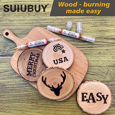 SUIUBUY Scorch Pen Marker - 2 PCS Wood Burning Pen Tool with Replacement  Tip, Chemical Wood Burner Set for Burning Wood, Do-it-Yourself Kit for Arts