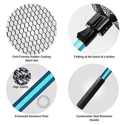 Collapsible Telescopic Pole Fishing Net - Folding Extend Rubber Coated  Freshwater Saltwater Landing Net for Trout Bass Steelhead Salmon Kayak  (Rubbert Net (80CM)) : : Sporting Goods