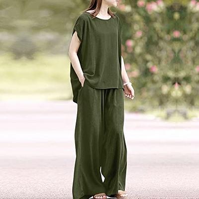 Qliuoazw Matching Sets for Women, Two Piece Outfits for Women Summer Tops  Dressy Casual Linen Sets 3/4 Sleeve Crewneck Tshirts Straight Wide Leg Pants  Blusas de Mujer de Moda - Yahoo Shopping