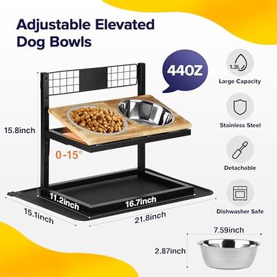 Averyday Raised Dog Bowls Dishes Elevated with 4 Stainless Steel Black