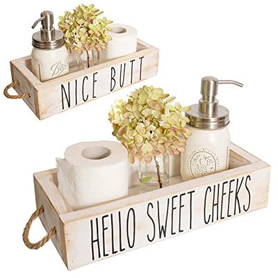 Dracelo Brown Bathroom Storage Organizer Tray Toilet Paper Storage