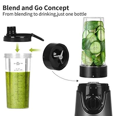 La Reveuse Personal Size Smoothies Blender 300 Watts with 24 oz BPA-Free  Portable Travel Sports Bottle (Grey)