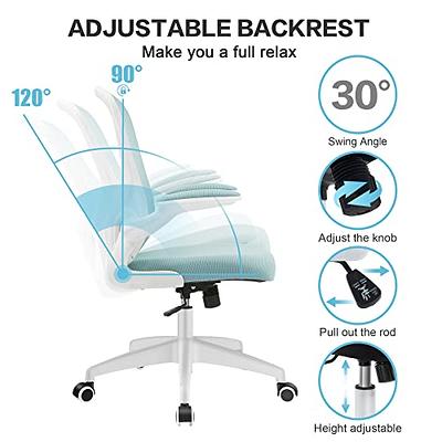 HOLLUDLE Ergonomic Office Chair with Foldable Backrest, Computer Desk Chair  with Flip-up Armrests, Mesh Lumbar Support and Tilt Function Big and Tall