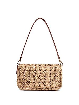 OWGSEE Straw Beach Bag, Small Straw Purse for Women Summer Woven