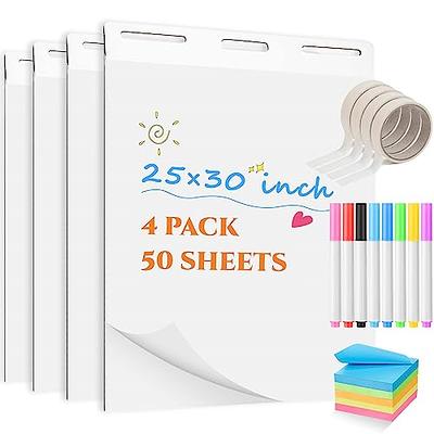 Easel Paper Pad, 25 x 30 Inch Large Easel Pad, Chart Paper with 8 Colorful  Markers, 6 Masking Tape, 5 Note Pads for Teachers Classroom School Office