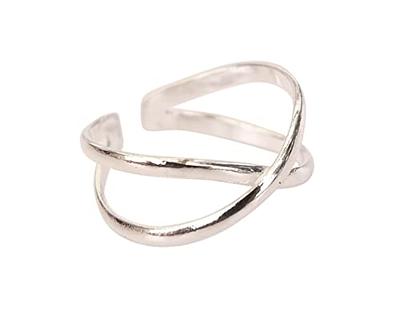 X Criss Cross Pinky Adjustable Ring in Sterling Silver