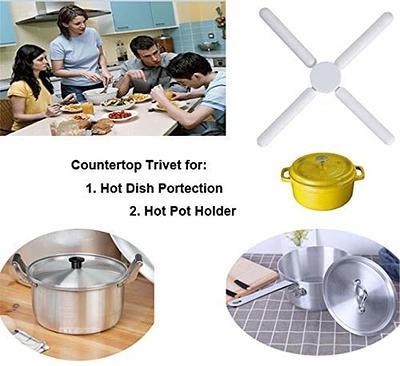 Set of 5 Silicone Trivet Mat Expandable Hot Pot Holder with Stainless Steel  Frame for Home Kitchen Heat Resistant Insulated Hot Pads Coasters Table