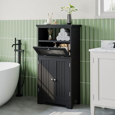 TaoHFE Black Bathroom Storage Cabinet,Bathroom Cabinets Freestanding with 2  Doors,Towel Cabinet for Bathroom Floor Cabinet,Restroom Cabinet,Small