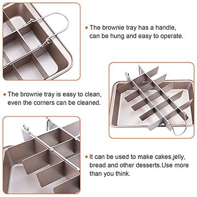 Brownie Pan, Non Stick Edge Brownie Pans with Grips Slice, Bakeware Cutter  Tray Molds Square Cake Fudge Pan with Built-in Slicer lid for All Oven