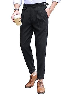Floerns Men's Classic Fit Flat Front Dress Pants Office Business Trousers  Black L - Yahoo Shopping