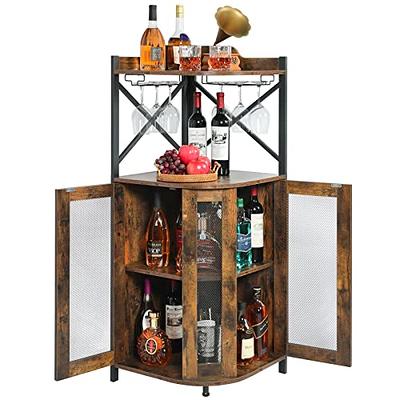 VEVOR Industrial Bar Cabinet Wine Bar Cabinet Table w/ Wine Rack Glass  Holder