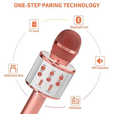 OVELLIC 2 Pack Karaoke Microphone for kids, Wireless Bluetooth Karaoke  Microphone for Singing, Portable Handheld Mic Speaker Machine, Great Gifts  Toys