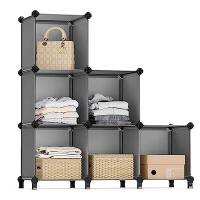 SONGMICS 6 Cube Storage Organizer, DIY Closet Shelf, Plastic Clothes  Organizer, Modular Bookcase, 11.8 x 11.8 x 11.8 Inch Cubes, with Feet and  Rubber