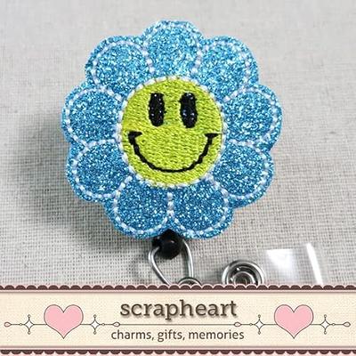 Happy Face Badge Reel Face Glitter Badge Reels Badge Reel Nurse Cute  Retractable Badge Clip Badge Reel Medical Badge Holder 