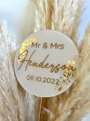 Gold Cake Topper for Wedding, Personalized Cake Topper, Rustic Wedding Cake  Topper, Custom Mr Mrs Cake Topper, Anniversary Cake Toppers 