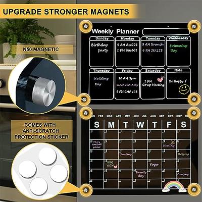 2024 Black Magnetic Calendar for Refrigerator Calendario Magnetico para  Refrigerador Dry Erase, Acrylic Board for Fridge