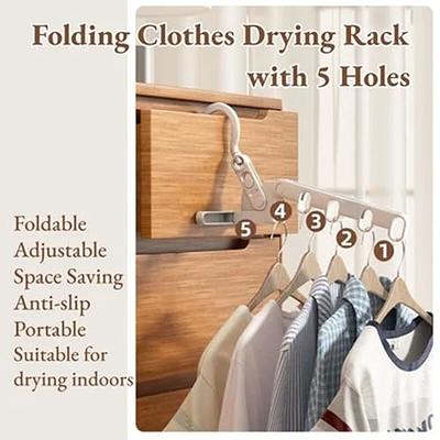 Clothes Drying Hanger with 12 Clips, 2 Pack Small Folding Portable Hanging  Drying Rack,Drip Foldable Hanging Rack, 360° Rotatable Hook for Drying