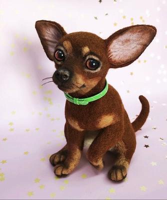 Chihuahua toy. Handmade collectible realistic dog toy.